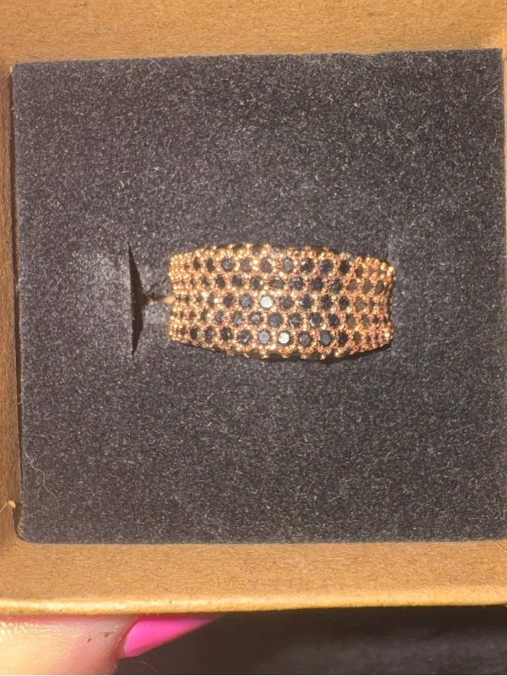 bp Black Crystal Pave Wide Band Ring